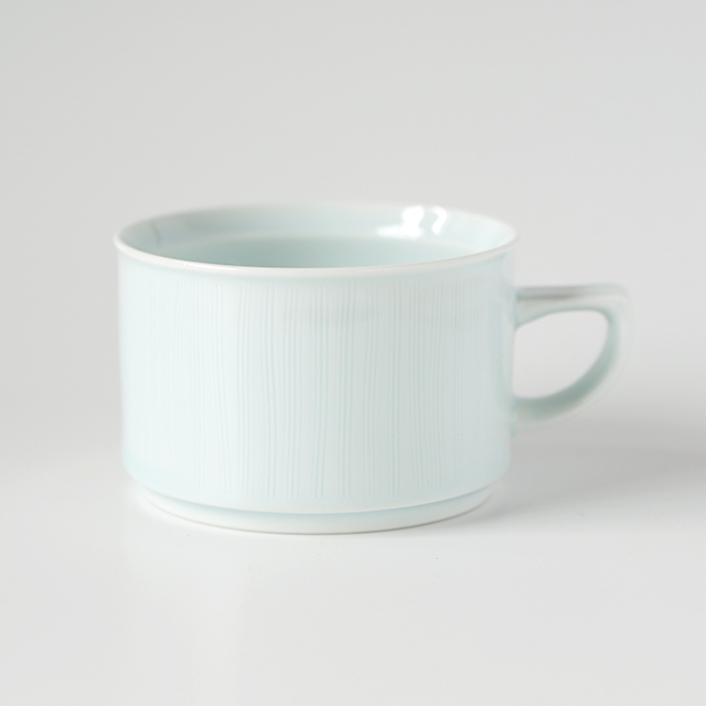 【新品】5個セット！ 陶房青 モーニングカップ マグカップ 野ばら 波佐見焼 波佐見焼 陶房青 窯元 青白磁線彫 モーニングカップ【陶房青 AO SHOP】