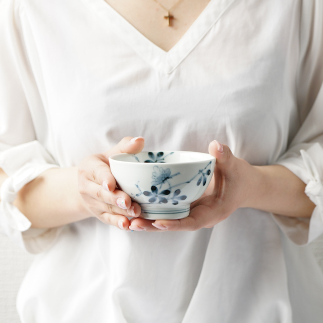 波佐見焼 陶房青 窯元 のばら くらわんか碗（小）【陶房青 AO SHOP】