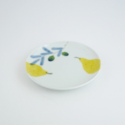 波佐見焼　陶房青　和食器　器　うつわ　マティーニ　北欧　和紙染め　オリーブ　洋梨　丸皿　プレート