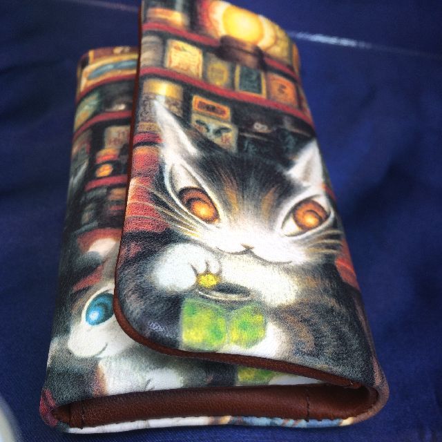 猫のダヤン 本牛革アートペンケース 理想の図書館 柄 仙台の猫グッズ専門店 大きな青い馬