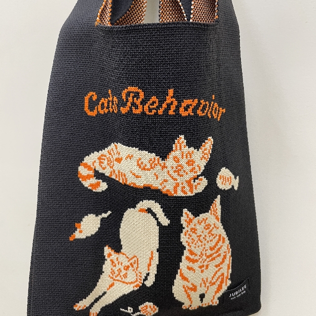 ニットトートバッグ猫柄の全体画像