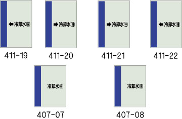配管識別シート　冷却水