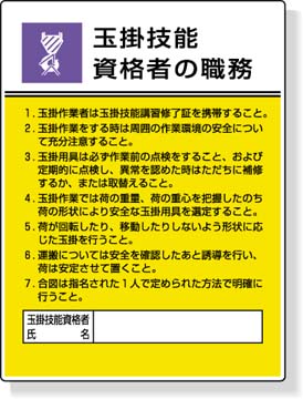 作業主任者職務板