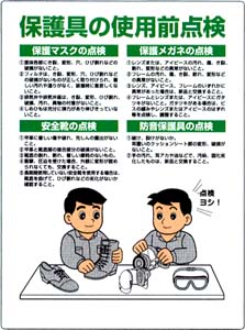 石綿標識　保護具の使用前点検