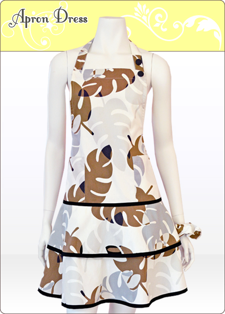 ホットモンステラティアードエプロン（シュシュ付き）