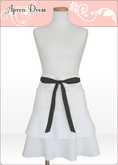 モード／ホワイト ティアードサロンエプロン