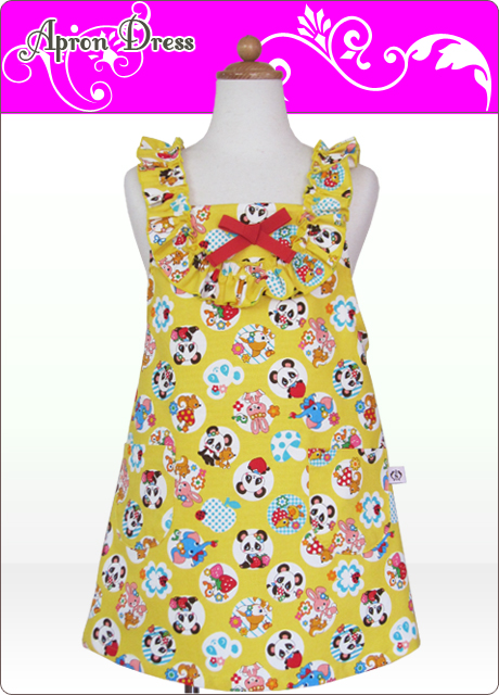 キッズラブリーエプロン☆パブーシュカ付き（アニマル／イエロー）