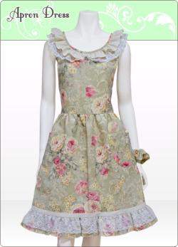 ロイヤルオリーブジャガード／プリンセスラインの華麗レースエプロンドレス（シュシュ付き）