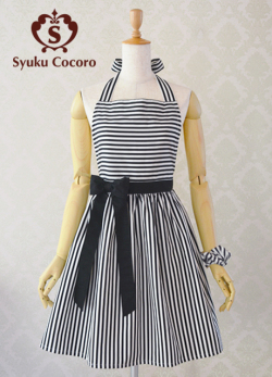 はくエプロンドレス/ストライプ・リボンエプロン