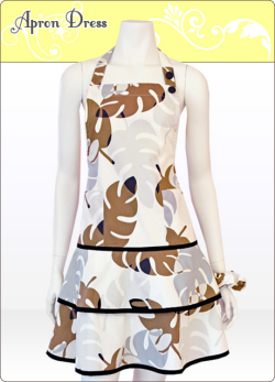 ホットモンステラティアードエプロン（シュシュ付き）