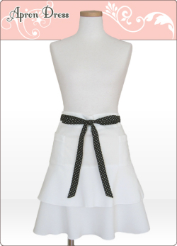 モード／ホワイト ティアードサロンエプロン