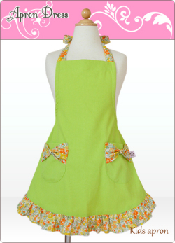 リボンキッズエプロン☆ピスタチオ・グリーン