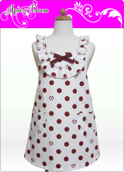 キッズエプロン・ラブリー☆三角巾あり・なし選択（チェリーレッドＳＣロゴ水玉）綿100％