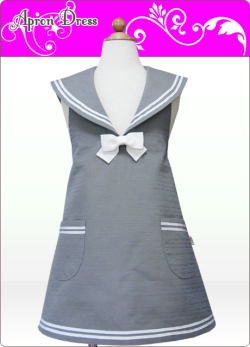 キッズエプロン・セーラー☆三角巾あり・なし選択付き（カラー／シルバーグレー）綿100％・ノーホルマリン加工