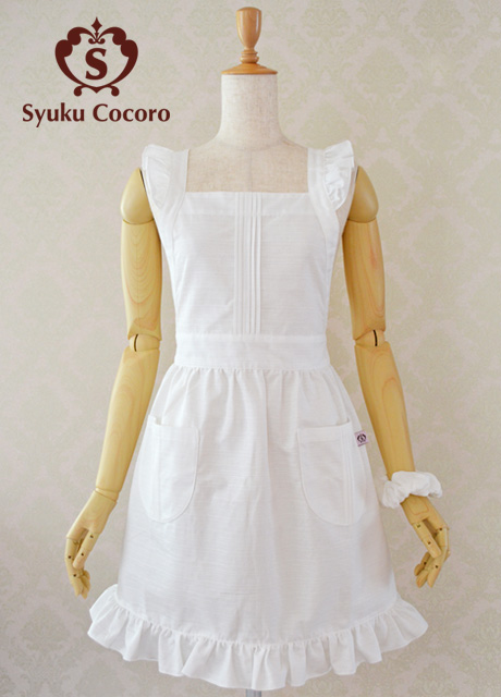 エプロンドレス　mishuri ホワイト リネン Gauze# ガーゼ リネンamish ドレス エプロン ワンピース