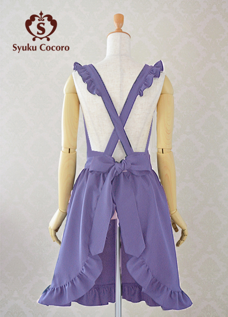 フリル エプロンドレス エプロンドレス 肩フリルレースクロスロング ブラック M-L 18230