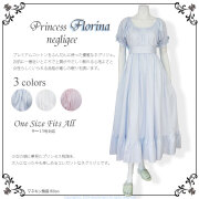 フロリナ姫のネグリジェ／綿100％　３色（刺繍入りリボン付）