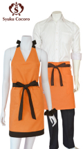 男女ペアエプロン／Iラインエプロン＆メンズエプロン（サロン-ミディアム） 【オレンジ】
