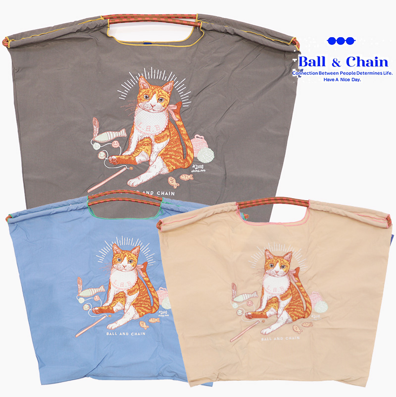Ball＆Chain ボール＆チェーン 313115 D.BABY CAT ベイビーキャット 子猫 ねこ＜Lサイズ＞ トートバッグ エコバッグ ショッピングバッグ ハンドバッグ 刺繍 ギフト ボールチェーン BLUE LABEL ボールアンドチェーン