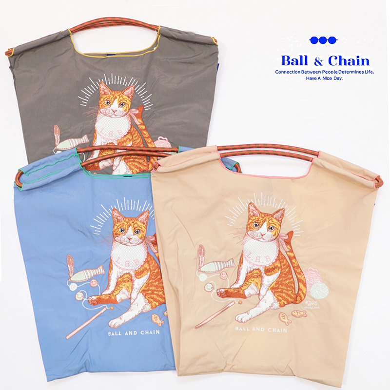 Ball＆Chain ボール＆チェーン 313015  D.BABY CAT ベイビーキャット 子猫 ねこ ＜Mサイズ＞ トートバッグ エコバッグ ショッピングバッグ ハンドバッグ 刺繍 ギフト ボールチェーン BLUE LABEL ボールアンドチェーン