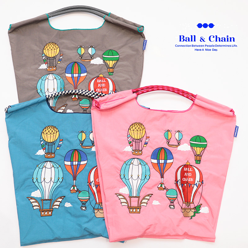 Ball＆Chain ボール＆チェーン 301039 BALOONS＜Mサイズ＞ バルーン 気球 トートバッグ エコバッグ ショッピングバッグ ハンドバッグ 刺繍 ギフト ボールチェーン BLUE LABEL ボールアンドチェーン