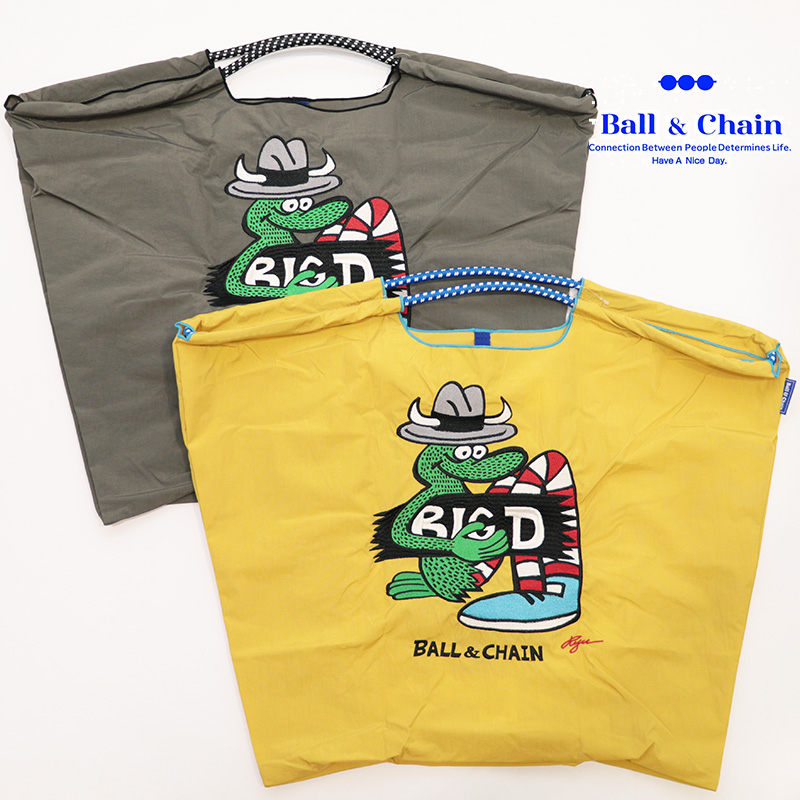 Ball＆Chain  ボール＆チェーン  314104  A.BIG D ＜Lサイズ＞  ドラゴン Ryu Ambe リュウアンベ トートバッグ エコバッグ ショッピングバッグ ハンドバッグ 刺繍 ギフト ボールチェーン BLUE LABEL ボールアンドチェーン