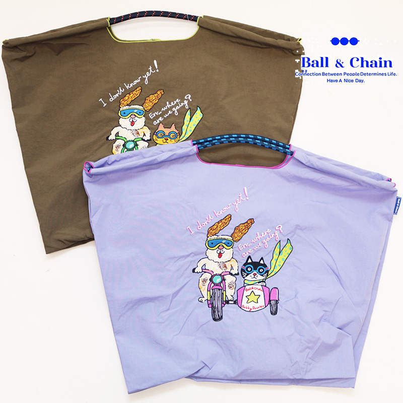 Ball＆Chain ボール＆チェーン 322104  B.BIKE ＜Lサイズ＞ バイク 犬 猫 イヌ ネコ BOBBY DAZZLER トートバッグ エコバッグ ショッピングバッグ ハンドバッグ 刺繍 ギフト ボールチェーン BLUE LABEL ボールアンドチェーン