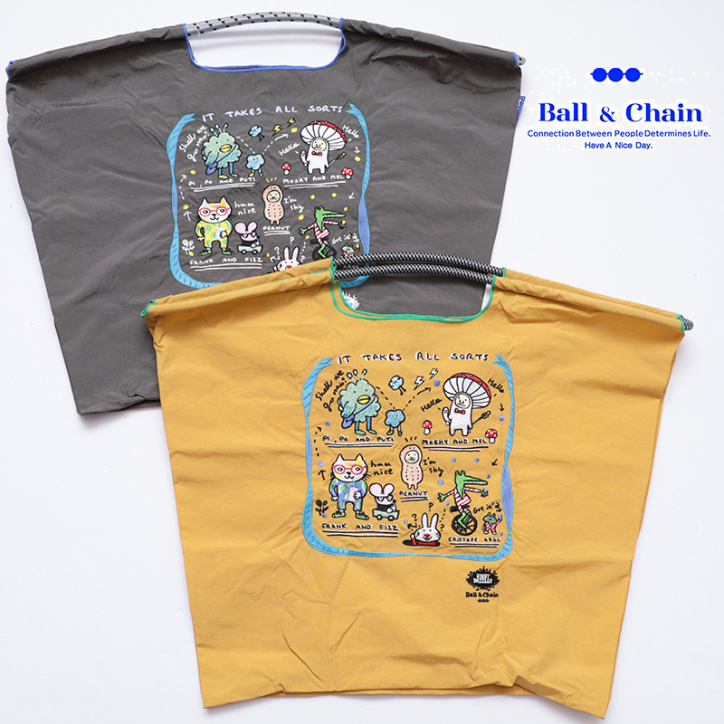 Ball＆Chain ボール＆チェーン  322105  B.IT TAKES ＜Lサイズ＞ ラビット うさぎ ねずみ ねこ 猫 ネコ 動物 アニマル BOBBY DAZZLER トートバッグ エコバッグ ショッピングバッグ ハンドバッグ 刺繍 ギフト ボールチェーン BLUE LABEL ボールアンドチェーン