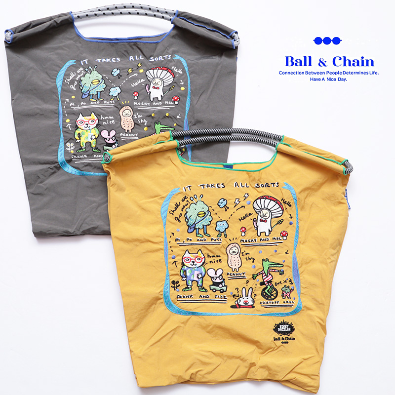 Ball＆Chain  ボール＆チェーン  322005  B.IT TAKES  ＜Mサイズ＞  うさぎ ねずみ ねこ 猫 ネコ 動物 アニマル  BOBBY DAZZLER トートバッグ エコバッグ ショッピングバッグ ハンドバッグ 刺繍 ギフト ボールチェーン BLUE LABEL ボールアンドチェーン | バッグ 定番