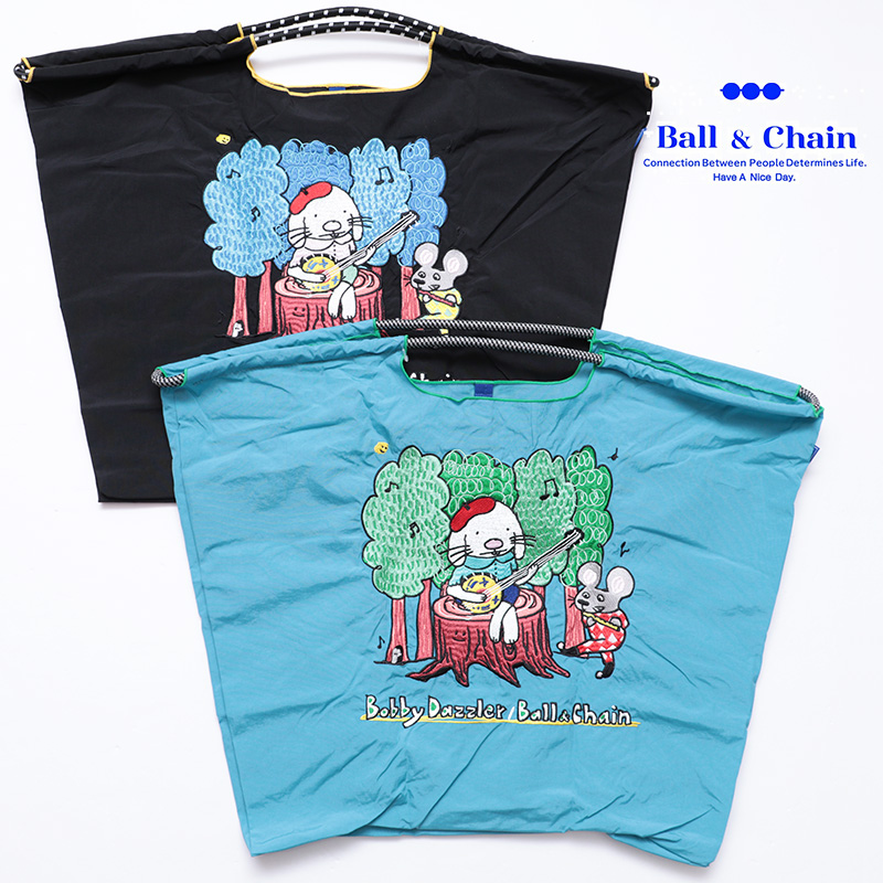 Ball＆Chain ボール＆チェーン  322106  B.rabbit Guitar ＜Lサイズ＞ ラビット うさぎ ねずみ ギター BOBBY DAZZLER トートバッグ エコバッグ ショッピングバッグ ハンドバッグ 刺繍 ギフト ボールチェーン BLUE LABEL ボールアンドチェーン