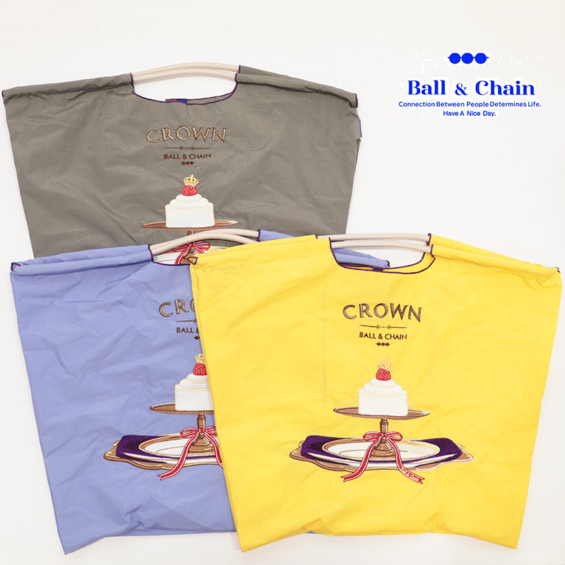 Ball＆Chain ボール＆チェーン  301143 CAKE CROWN ＜Lサイズ＞ ケーキ スイーツ ショートケーキ クラウン トートバッグ エコバッグ ショッピングバッグ ハンドバッグ 刺繍 ギフト ボールチェーン BLUE LABEL ボールアンドチェーン