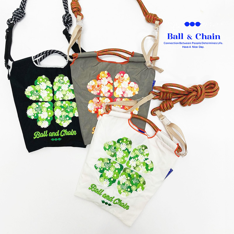 Ball＆Chain ボール＆チェーン 301226 CLOVER ＜Sサイズ＞ クローバー 四葉 ショルダーバッグ サコッシュ ミニバッグ ポシェット 刺繍 ギフト ボールチェーン BLUE LABEL ボールアンドチェーン