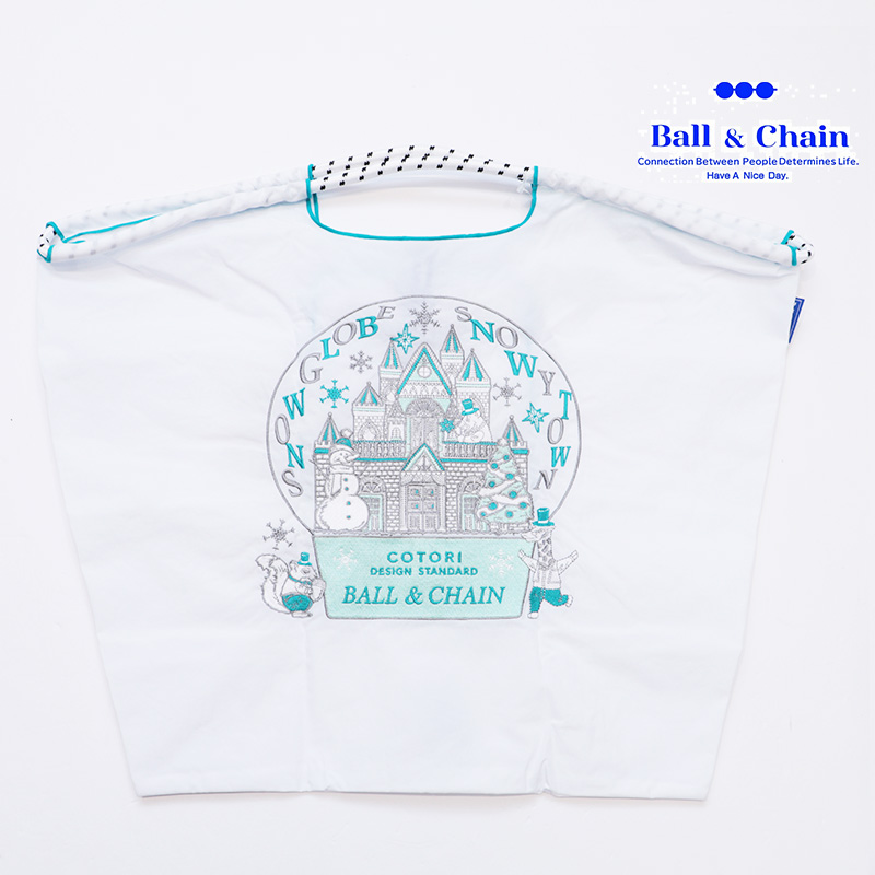 Ball＆Chain ボール＆チェーン 321108 C.Snow Globe ＜Lサイズ＞  スノードーム スノーグローブ 雪 雪だるま COTORI　トートバッグ エコバッグ ショッピングバッグ ハンドバッグ 刺繍 ギフト ボールチェーン BLUE LABEL ボールアンドチェーン