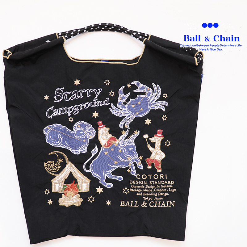 Ball＆Chain  ボール＆チェーン  321006 C.STARRY  Mサイズ  星座  COTORI　トートバッグ エコバッグ ショッピングバッグ ハンドバッグ 刺繍 ギフト ボールチェーン BLUE LABEL ボールアンドチェーン | バッグ 定番