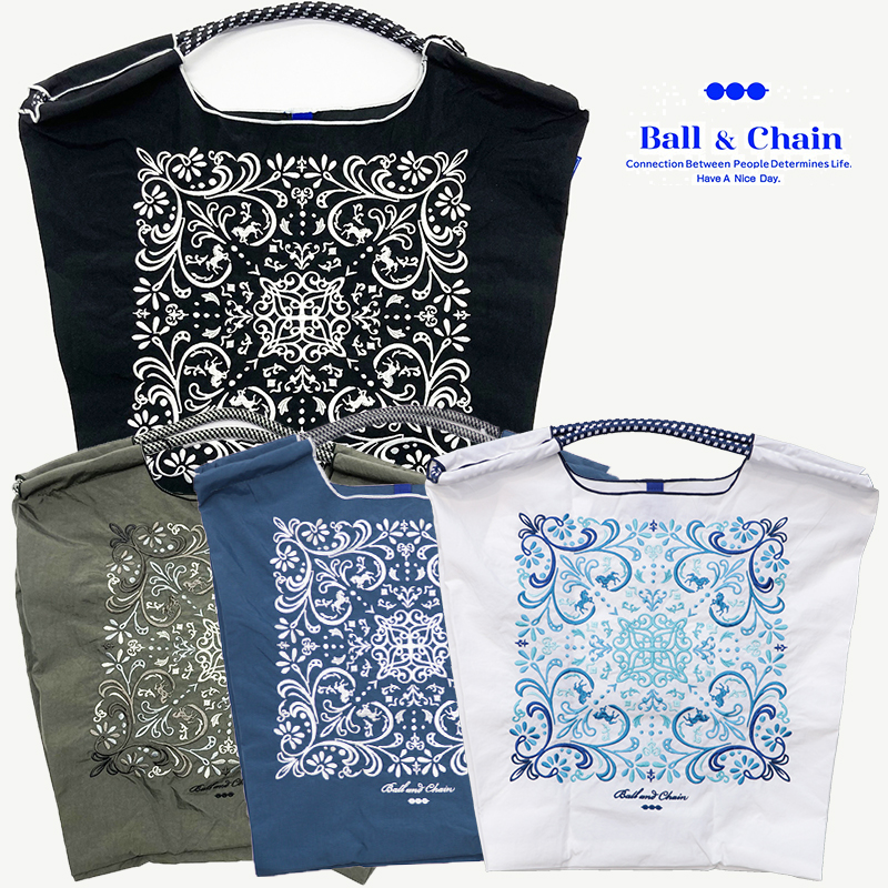 Ball＆Chain ボール＆チェーン 301025  D.HORSE ＜Mサイズ＞ DAMASK ダマスク柄 バンダナ柄×馬 トートバッグ エコバッグ ショッピングバッグ ハンドバッグ 刺繍 ギフト ボールチェーン BLUE LABEL ボールアンドチェーン