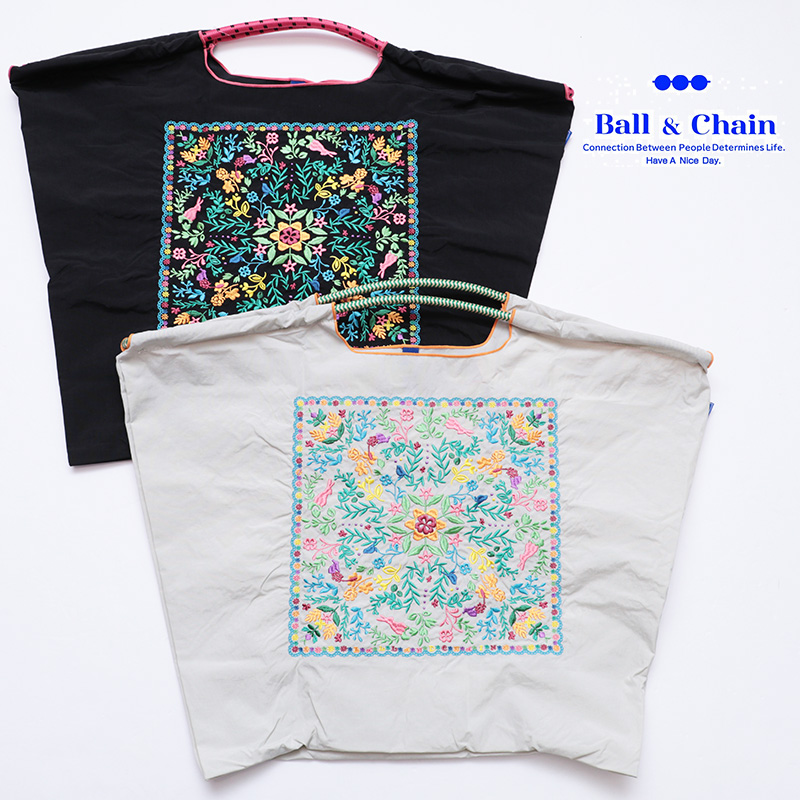 Ball＆Chain ボール＆チェーン  301151 Floral Bandana ＜Lサイズ＞ フローラルバンダナ フラワーバンダナ 小花柄 トートバッグ エコバッグ ショッピングバッグ ハンドバッグ 刺繍 ギフト ボールチェーン BLUE LABEL ボールアンドチェーン
