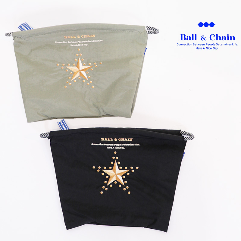 Ball＆Chain ボール＆チェーン 301422 FIRST STAR POUCH ポーチ ＜Lサイズ＞ ファーストスター 星 エコバッグ ミニバッグ ショルダーバッグ サコッシュ 小物入れ ファスナー付き 刺繍 ギフト ボールチェーン BLUE LABEL ボールアンドチェーン