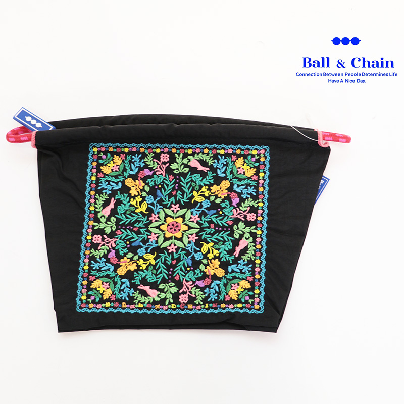 Ball＆Chain ボール＆チェーン 301428 Floral Bandana POUCH ポーチ ＜Lサイズ＞ フローラルバンダナ 花 フラワー エコバッグ ミニバッグ ショルダーバッグ サコッシュ 小物入れ ファスナー付き 刺繍 ギフト ボールチェーン BLUE LABEL ボールアンドチェーン