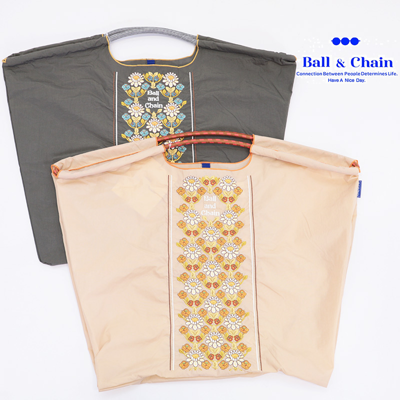 Ball＆Chain ボール＆チェーン  301146 FLOWER LINE ＜Lサイズ＞ フラワーライン 小花柄 トートバッグ エコバッグ ショッピングバッグ ハンドバッグ 刺繍 ギフト ボールチェーン BLUE LABEL ボールアンドチェーン