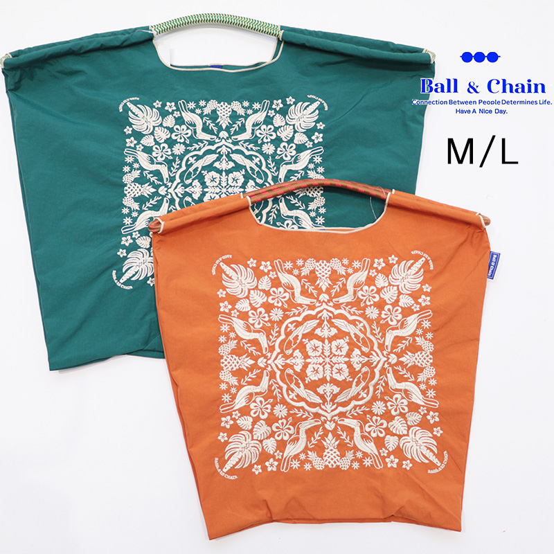 Ball＆Chain ボール＆チェーン 301062/301162 HAWAII BANDANA ＜M/Lサイズ＞ ハワイバンダナ トートバッグ エコバッグ ショッピングバッグ ハンドバッグ 刺繍 ギフト ボールチェーン BLUE LABEL ボールアンドチェーン
