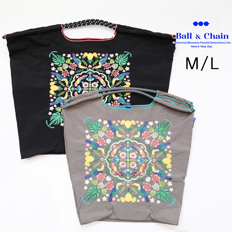 Ball＆Chain ボール＆チェーン  301062/301162 HAWAIIAN BANDANA ＜M/Lサイズ＞ ハワイアンバンダナ トロピカル トートバッグ エコバッグ ショッピングバッグ ハンドバッグ 刺繍 ギフト ボールチェーン BLUE LABEL ボールアンドチェーン