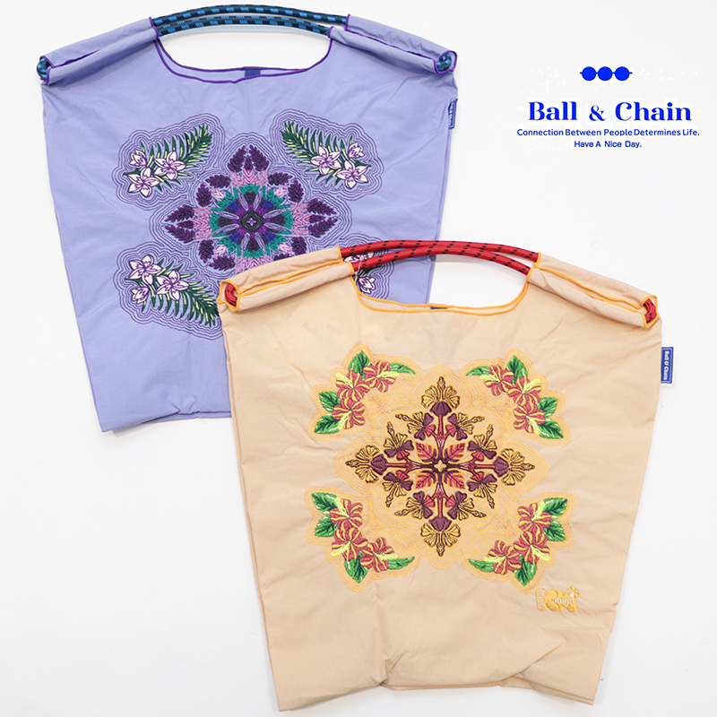 Ball＆Chain ボール＆チェーン 364001 Hawaiian Quilts ＜Mサイズ＞  ハワイアンキルト トートバッグ エコバッグ ショッピングバッグ ハンドバッグ 刺繍 ギフト ボールチェーン BLUE LABEL ボールアンドチェーン