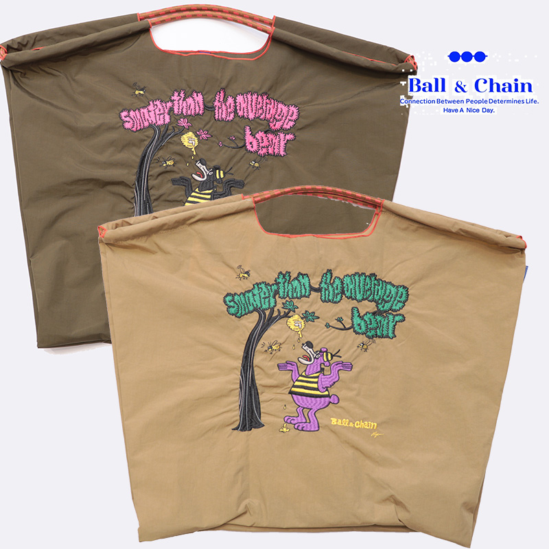 Ball＆Chain  ボール＆チェーン  314107  A.HONEY BEAR ＜Lサイズ＞  くま ハニーベア Ryu Ambe リュウアンベ トートバッグ エコバッグ ショッピングバッグ ハンドバッグ 刺繍 ギフト ボールチェーン BLUE LABEL ボールアンドチェーン