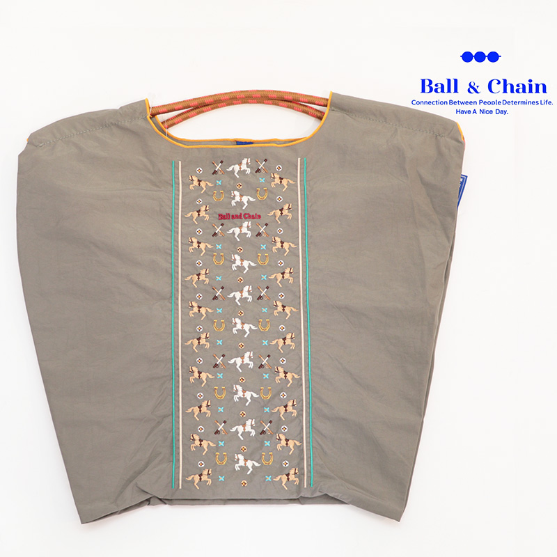 Ball＆Chain ボール＆チェーン 301077 HORSE LINE ＜Mサイズ＞ ホースライン 馬 トートバッグ エコバッグ ショッピングバッグ ハンドバッグ 刺繍 ギフト ボールチェーン BLUE LABEL ボールアンドチェーン