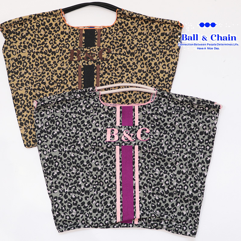 Ball＆Chain ボール＆チェーン 301152 LEOPARD LINE レオパードライン ヒョウ柄 ＜Lサイズ＞ トートバッグ エコバッグ ショッピングバッグ ハンドバッグ 刺繍 ギフト ボールチェーン BLUE LABEL ボールアンドチェーン