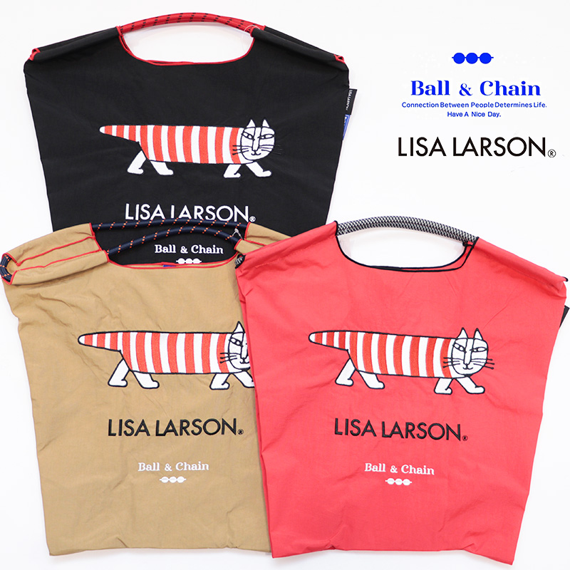 Ball＆Chain ボール＆チェーン  357001 ＜Mサイズ＞ LISA LARSON リサラーソン マイキー ネコ 猫 トートバッグ エコバッグ ショッピングバッグ ハンドバッグ 刺繍 ギフト ボールチェーン BLUE LABEL ボールアンドチェーン