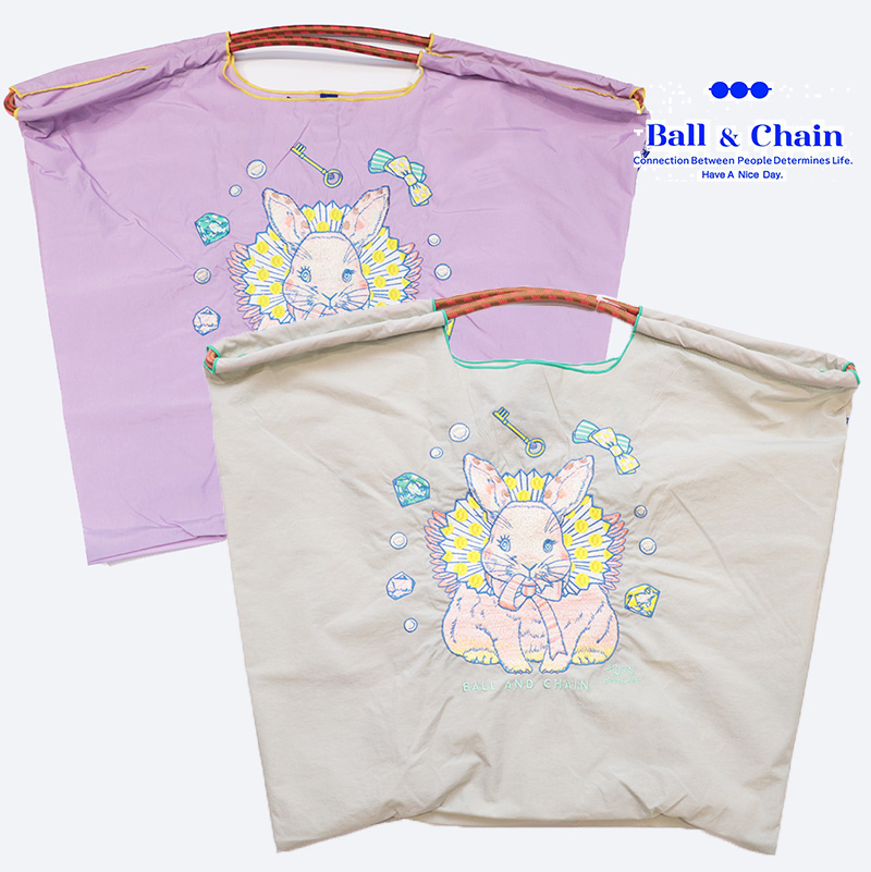 Ball＆Chain ボール＆チェーン 313114 D.M.RABBIT ＜Lサイズ＞ ラビット うさぎ ウサギ トートバッグ エコバッグ ショッピングバッグ ハンドバッグ 刺繍 ギフト ボールチェーン BLUE LABEL ボールアンドチェーン
