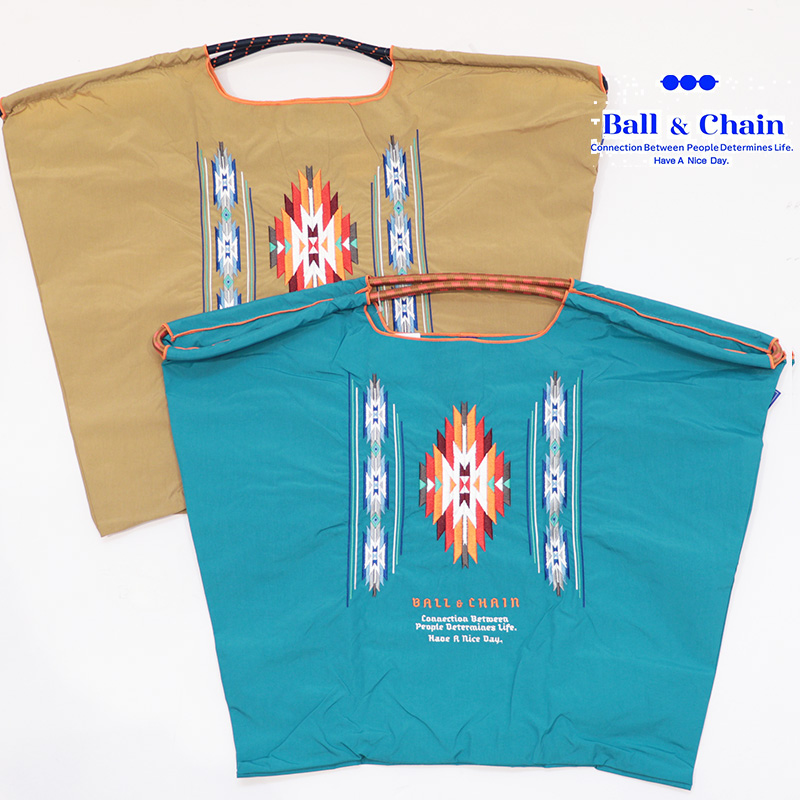 Ball＆Chain ボール＆チェーン 301153 NATIVE2 ネイティブ柄2 ＜Lサイズ＞ トートバッグ エコバッグ ショッピングバッグ ハンドバッグ 刺繍 ギフト ボールチェーン BLUE LABEL ボールアンドチェーン
