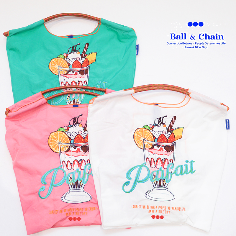 Ball＆Chain ボール＆チェーン 301029 PARFAIT＜Mサイズ＞ パフェ スイーツ トートバッグ エコバッグ ショッピングバッグ ハンドバッグ 刺繍 ギフト ボールチェーン BLUE LABEL ボールアンドチェーン
