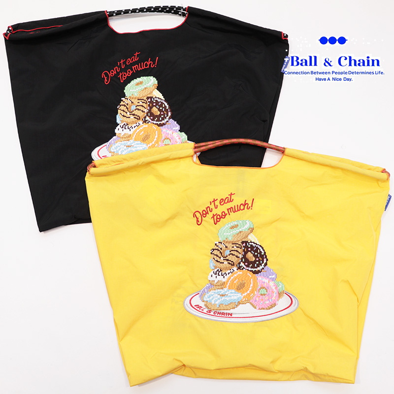 Ball＆Chain ボール＆チェーン  301160  Pixel Donuts ＜Lサイズ＞ ピクセルドーナツ スイーツ トートバッグ エコバッグ ショッピングバッグ ハンドバッグ 刺繍 ギフト ボールチェーン BLUE LABEL ボールアンドチェーン